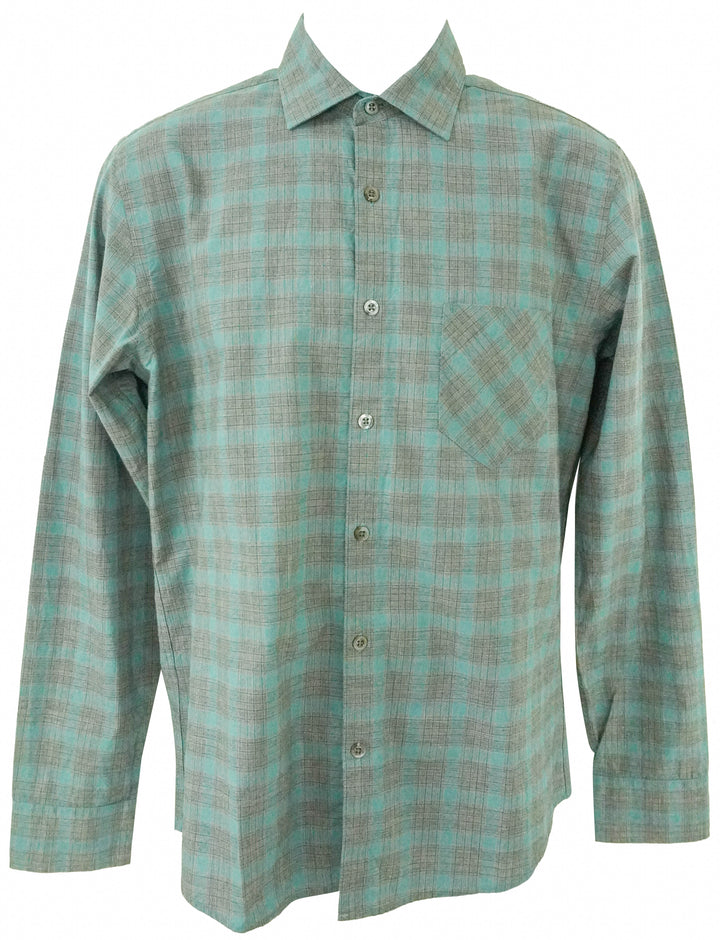 Billy Reid Grid Plaid Shirt in Grey Smoke - Discounts on Billy Reid at UAL