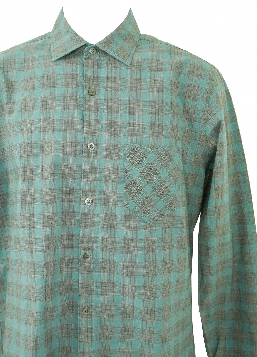Billy Reid Grid Plaid Shirt in Grey Smoke - Discounts on Billy Reid at UAL