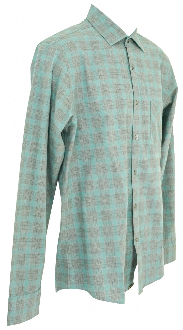 Billy Reid Grid Plaid Shirt in Grey Smoke - Discounts on Billy Reid at UAL