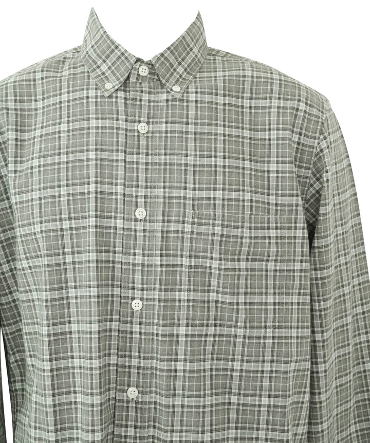 Billy Reid Melange Plaid Tuscumbia Shirt in Grey - Discounts on Billy Reid at UAL