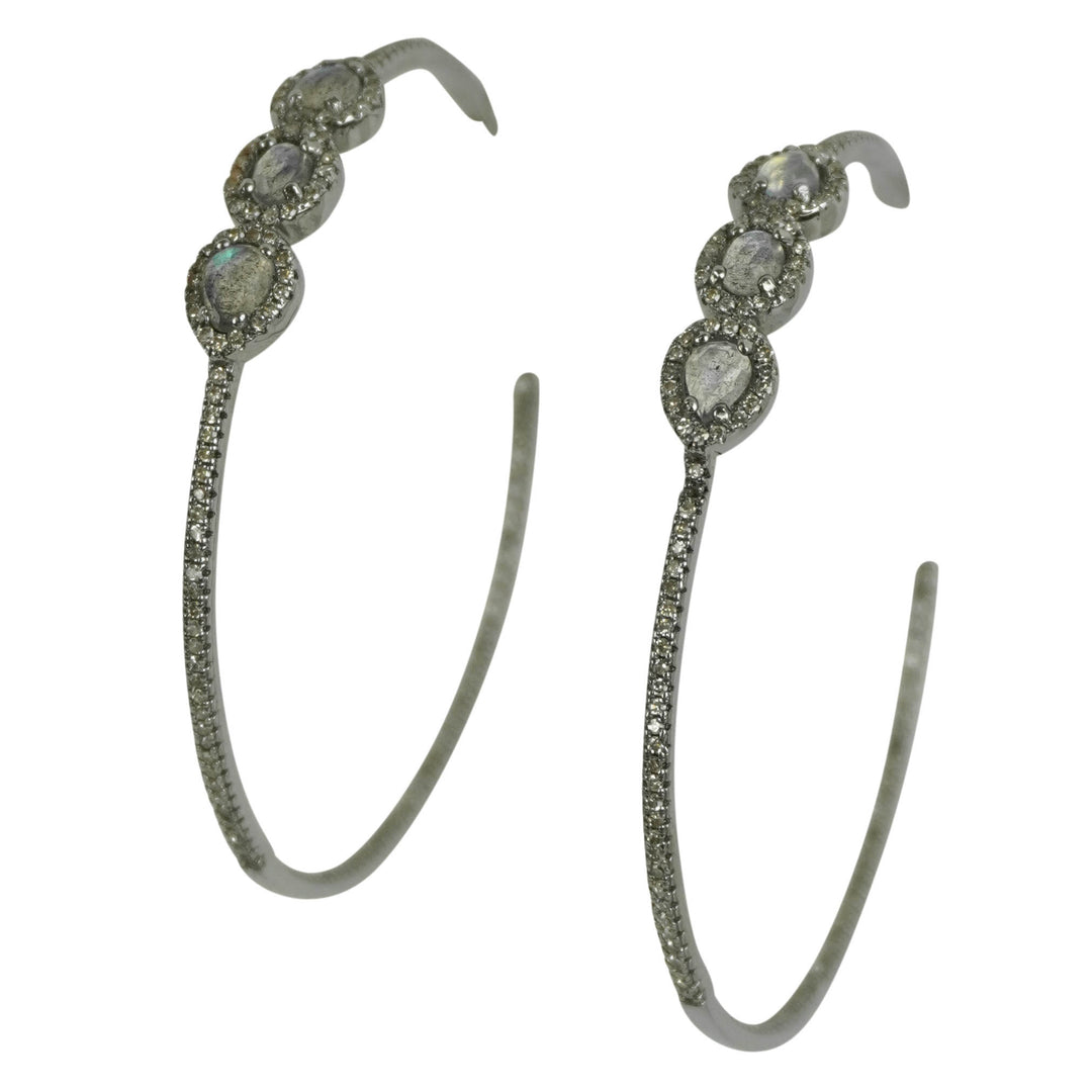 Ela Rae Diamond Hoops in Black Rhodium - Discounts on Ela Rae at UAL