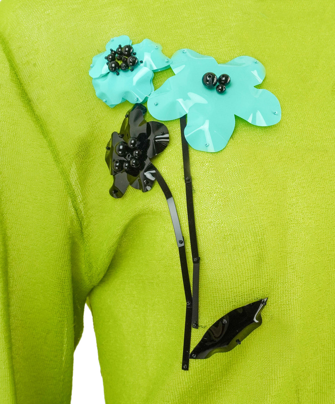 Miu Miu Sequin Floral Sweater in Pistachio - Discounts on Miu Miu at UAL