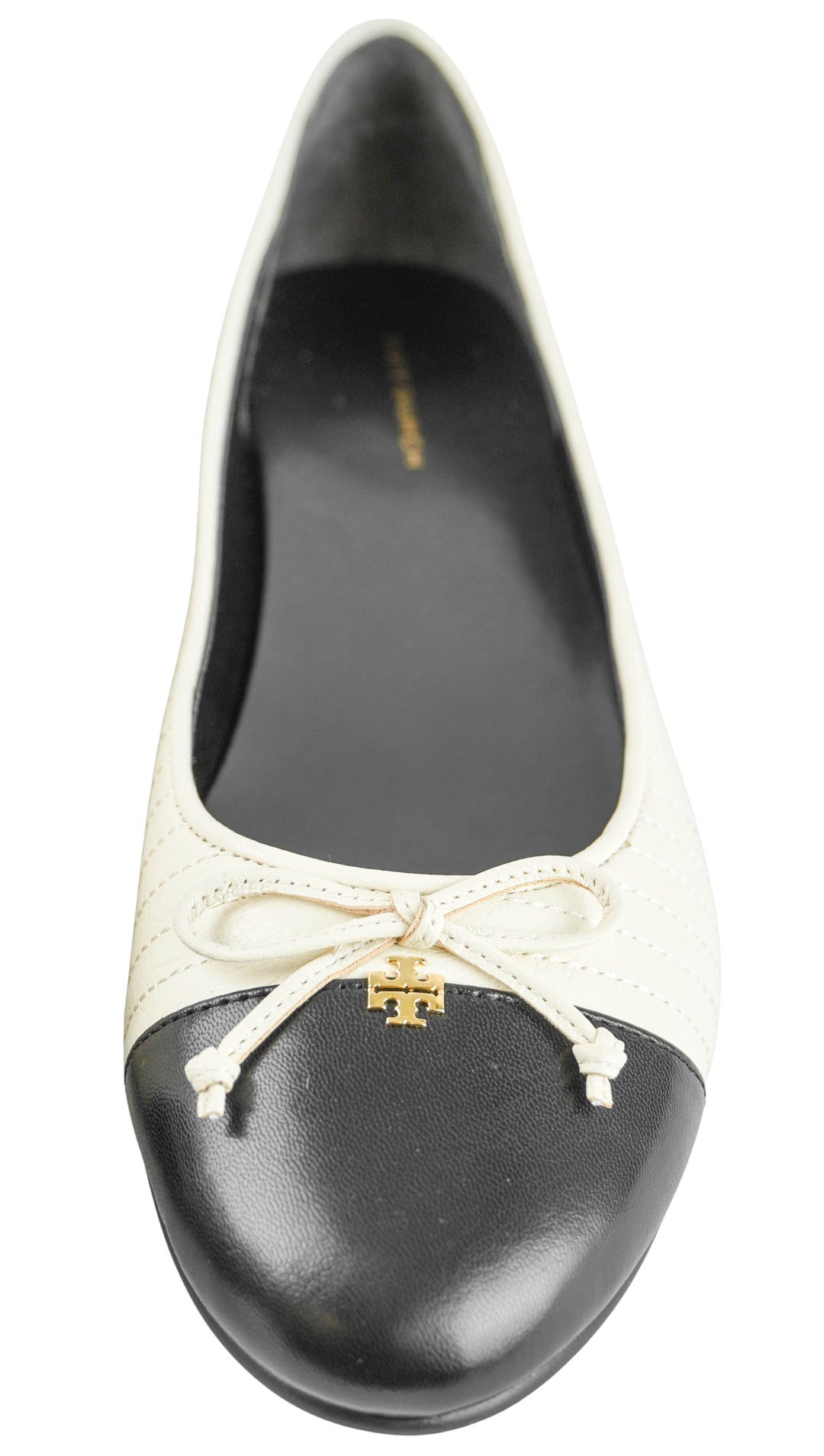 Tory Burch Quilted Ballet Flats in Light Cream/Perfect Black