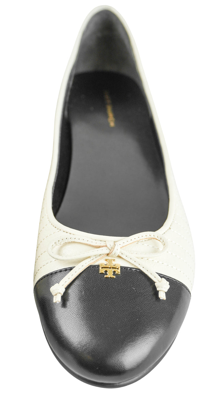 Tory Burch Quilted Ballet Flats in Light Cream/Perfect Black
