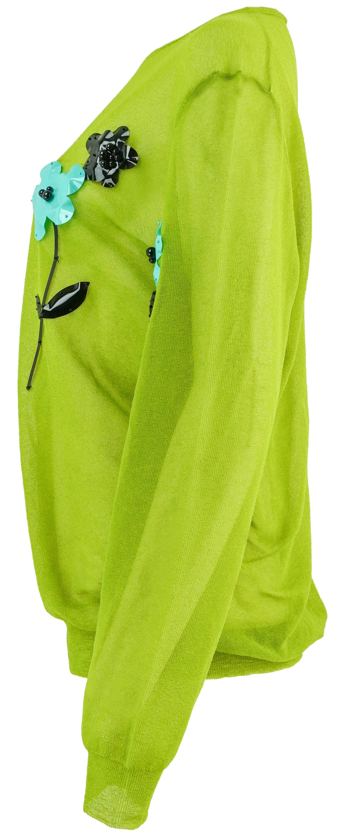 Miu Miu Sequin Floral Sweater in Pistachio - Discounts on Miu Miu at UAL