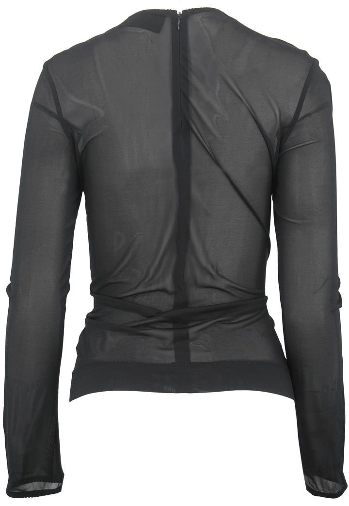 Simone Rocha Sheer Ballet Top with Floral Embellishment in Black