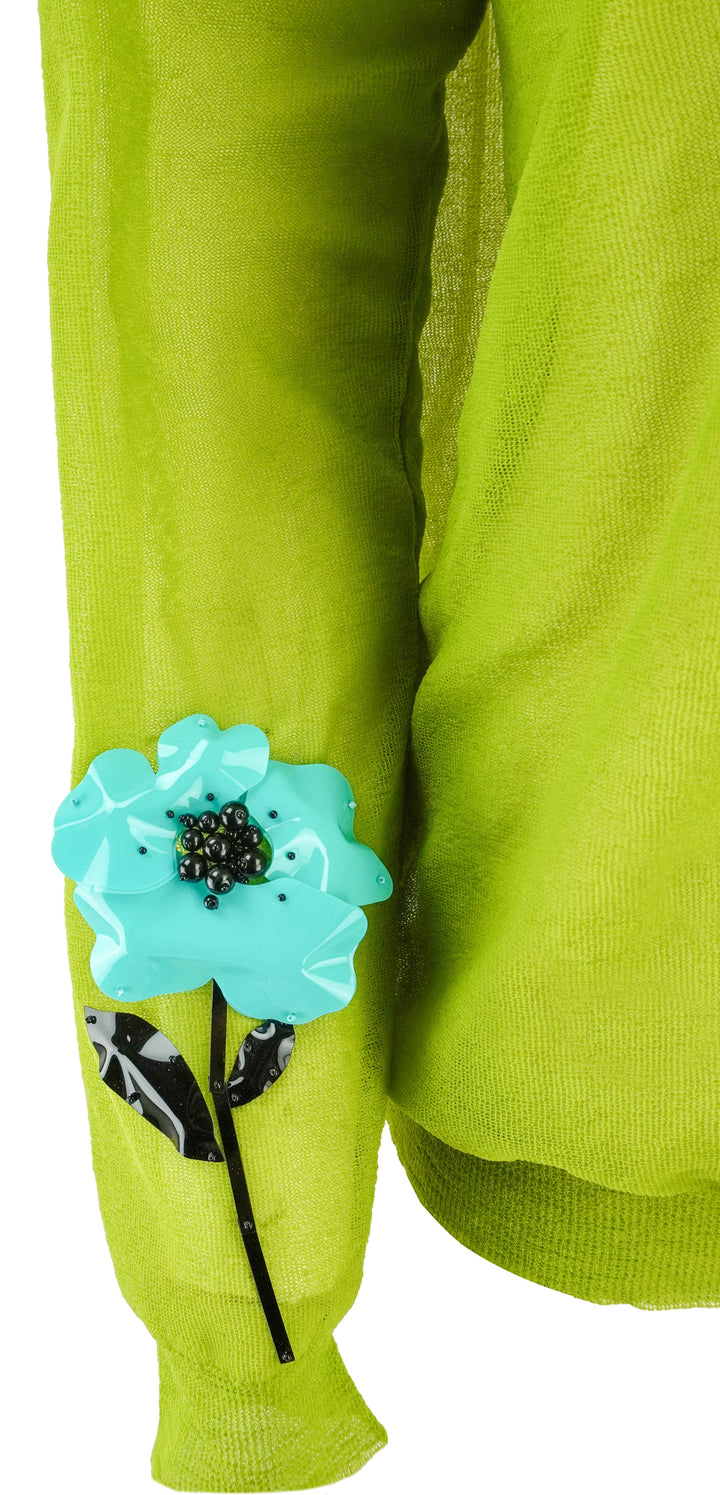 Miu Miu Sequin Floral Sweater in Pistachio - Discounts on Miu Miu at UAL
