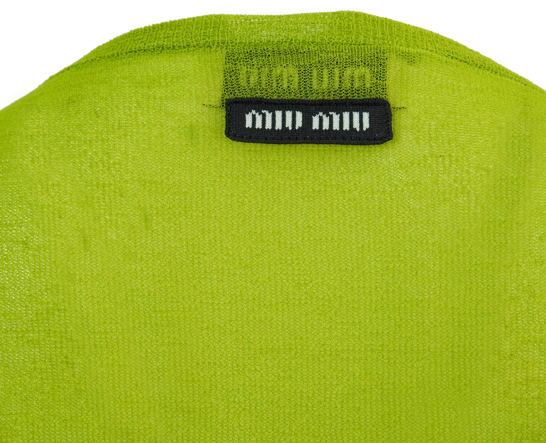 Miu Miu Sequin Floral Sweater in Pistachio - Discounts on Miu Miu at UAL