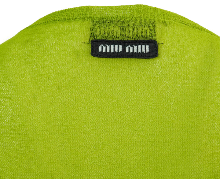 Miu Miu Sequin Floral Sweater in Pistachio - Discounts on Miu Miu at UAL