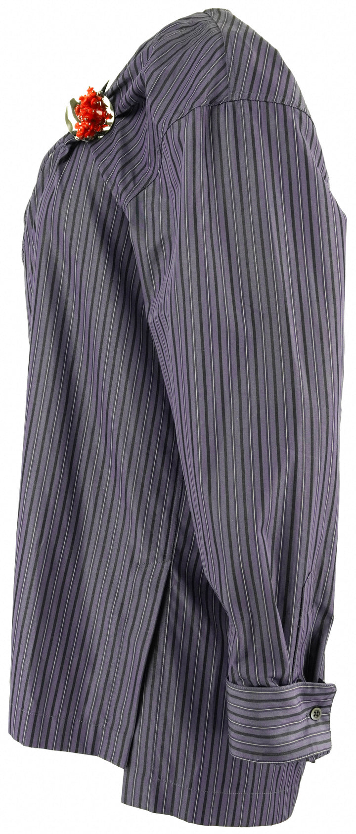 Dries Van Noten Poplin Drape Neck Shirt in Steel Stripe - Discounts on Dries Van Noten at UAL