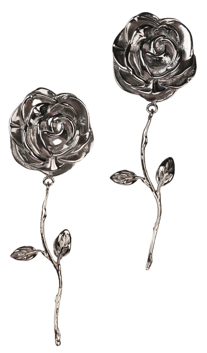 Magda Butrym Rose Stem Earrings in Silver