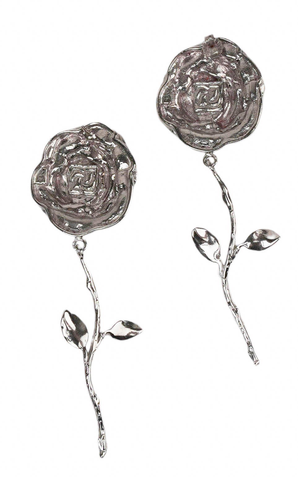 Magda Butrym Rose Stem Earrings in Silver