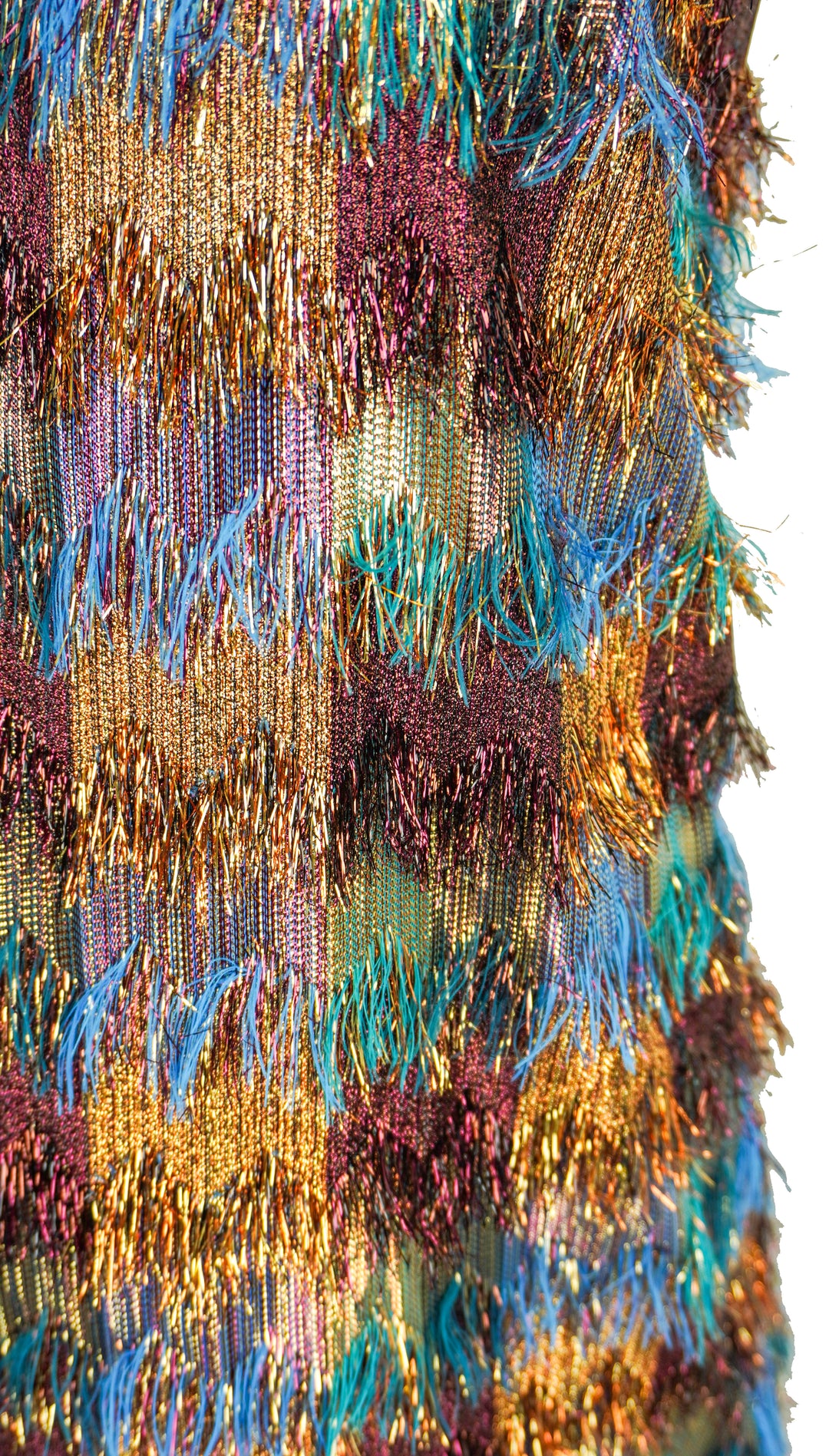 Lela Rose Metallic Zigzag Fringe Sleeveless Tunic Dress in Multi