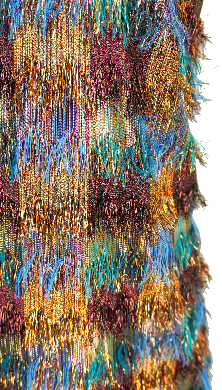 Lela Rose Metallic Zigzag Fringe Sleeveless Tunic Dress in Multi
