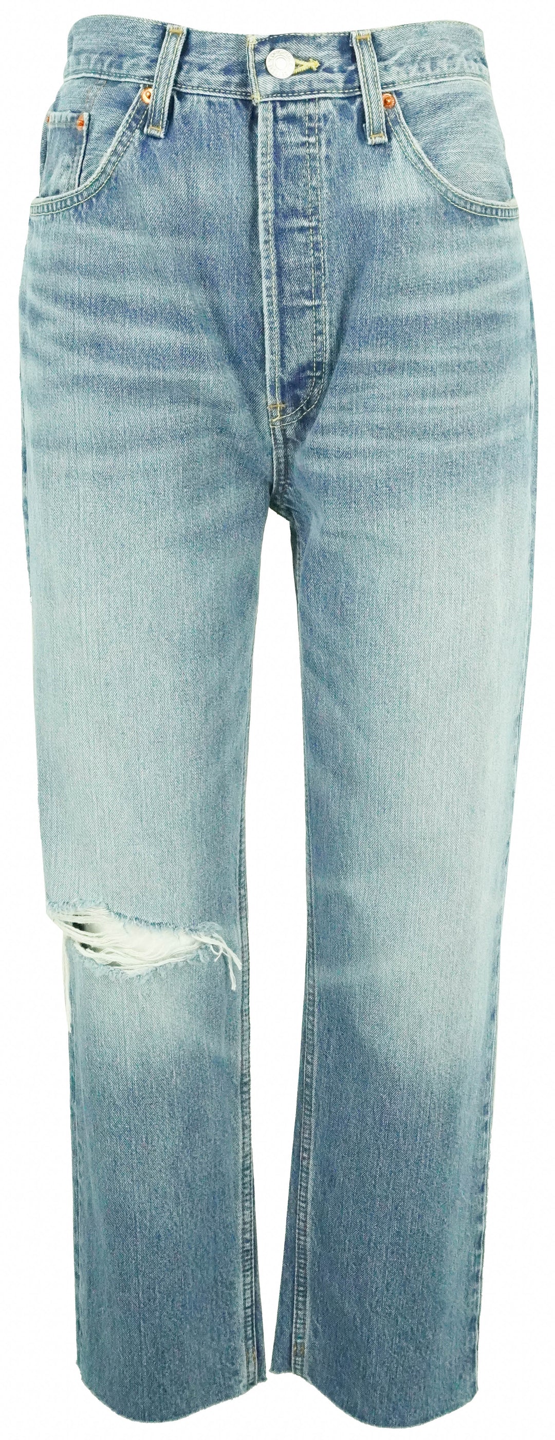 Re/Done 70s Ulta High Rise Stovepipe in Worn Crystal - Discounts on RE/DONE at UAL