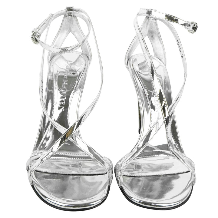 Alexander McQueen Strappy Heeled Sandals in Silver - Discounts on Alexander McQueen at UAL