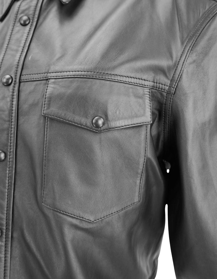 Wardrobe.NYC Padded Leather Shirt in Black - Discounts on Wardrobe.NYC at UAL