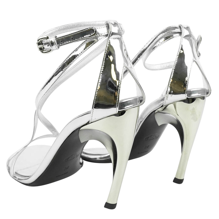 Alexander McQueen Strappy Heeled Sandals in Silver - Discounts on Alexander McQueen at UAL