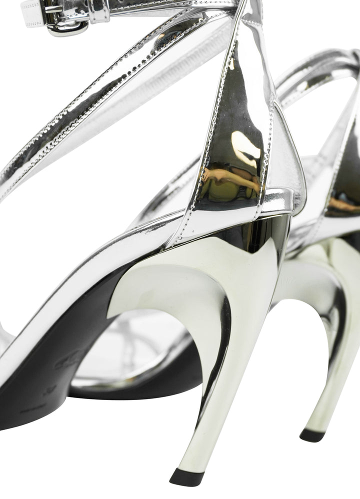 Alexander McQueen Strappy Heeled Sandals in Silver - Discounts on Alexander McQueen at UAL