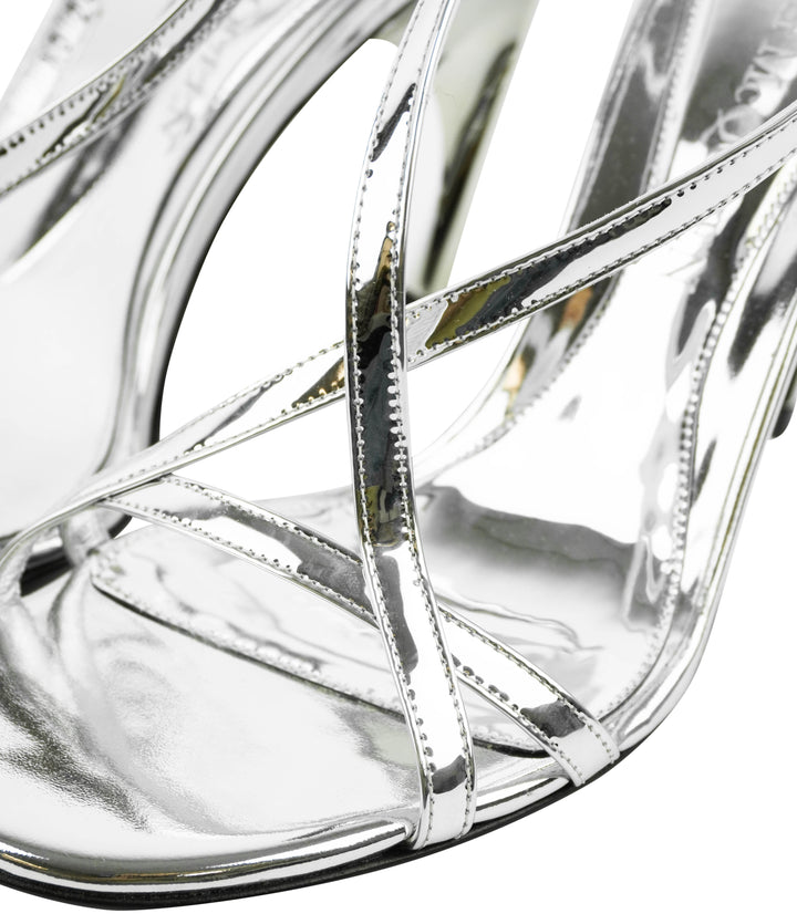 Alexander McQueen Strappy Heeled Sandals in Silver - Discounts on Alexander McQueen at UAL