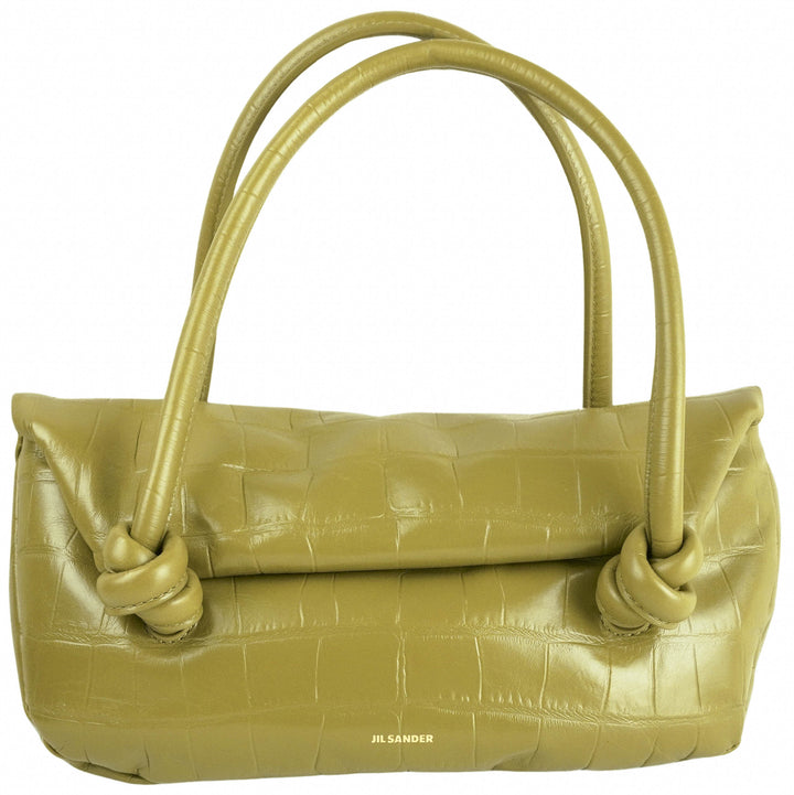 Jil Sander Small Crocodile-Effect Shoulder Bag in Green - Discounts on Jill at UAL