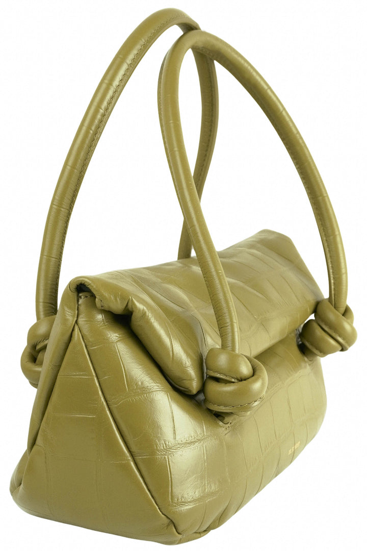 Jil Sander Small Crocodile-Effect Shoulder Bag in Green - Discounts on Jill at UAL