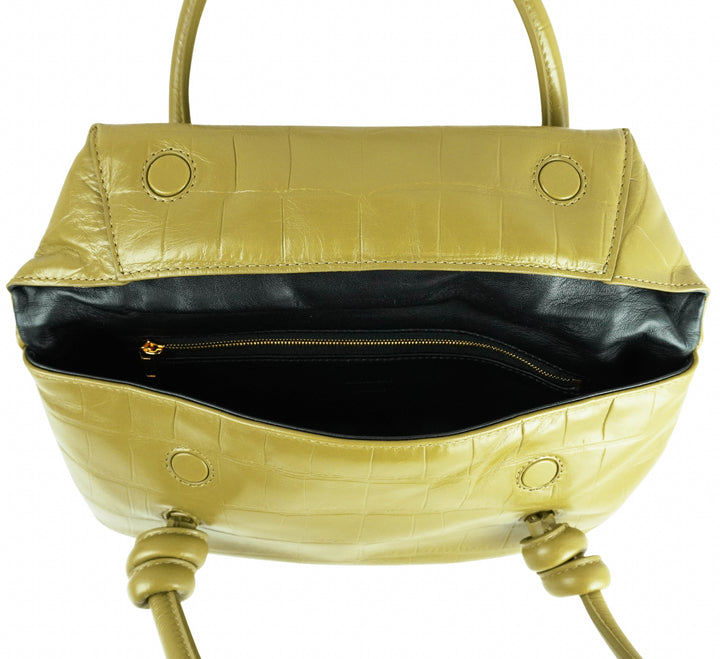Jil Sander Small Crocodile-Effect Shoulder Bag in Green - Discounts on Jill at UAL