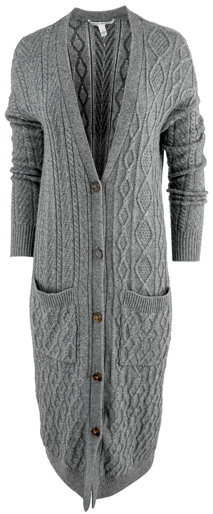 Autumn Cashmere Multi-Stitch Patchwork Maxi Cardigan in Grey