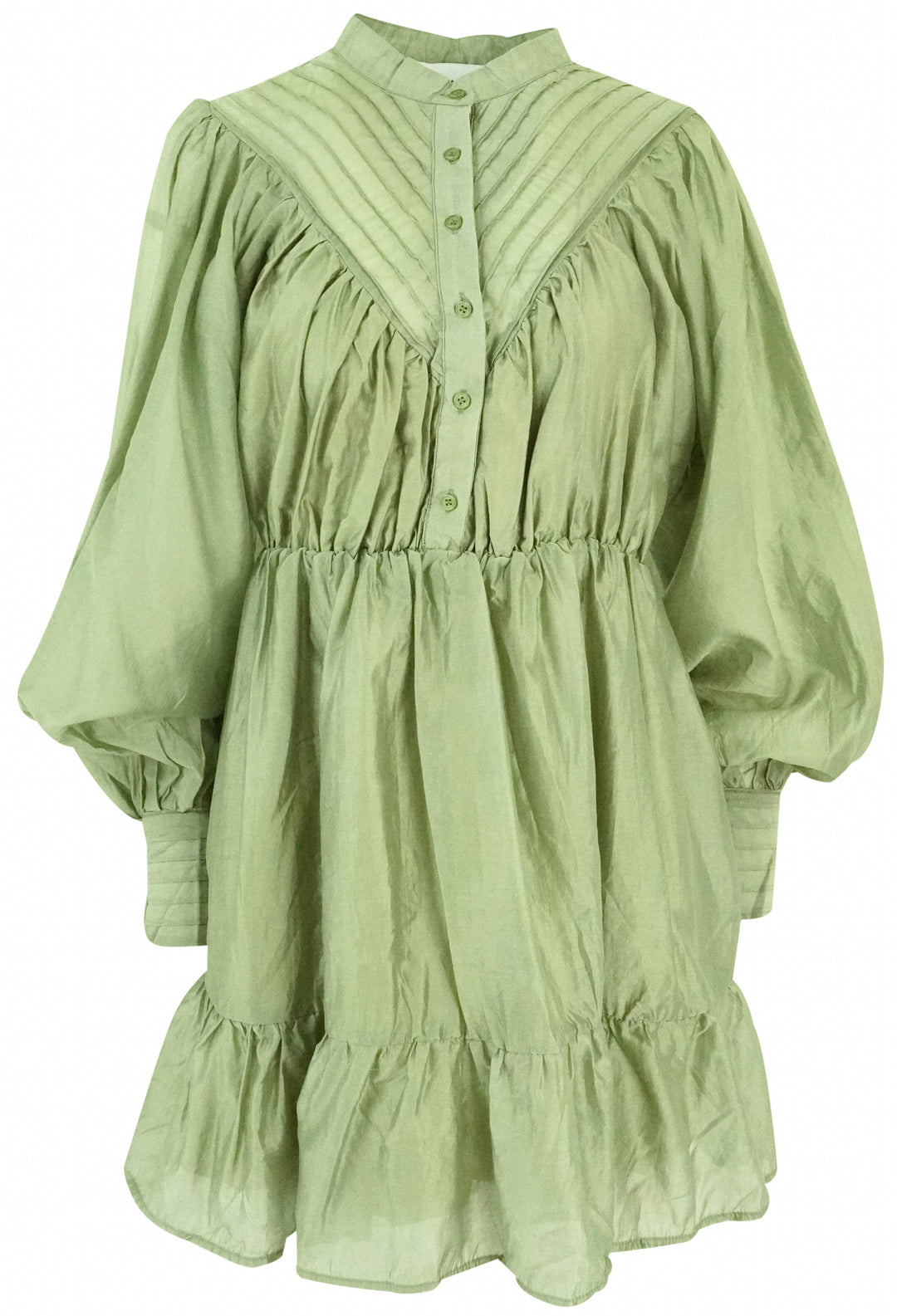 The Shirt Ruffled Dress in Pistachio - Discounts on The Shirt at UAL