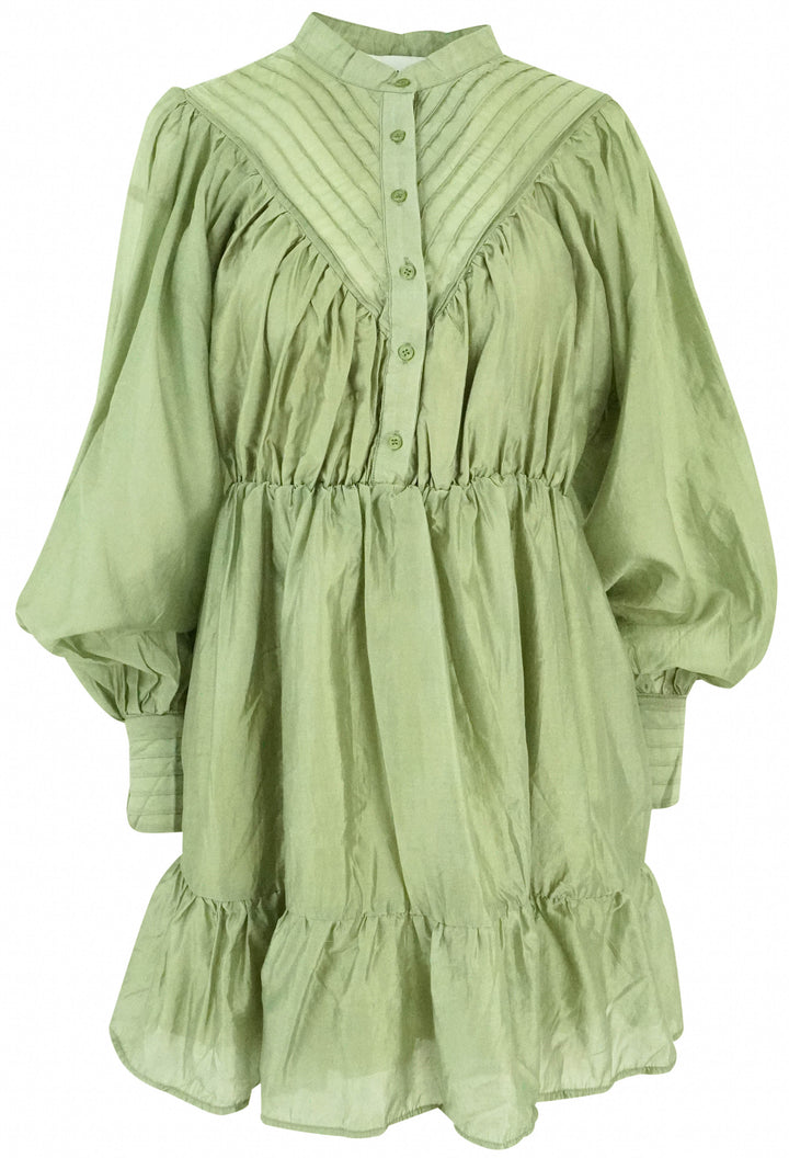 The Shirt Ruffled Dress in Pistachio - Discounts on The Shirt at UAL