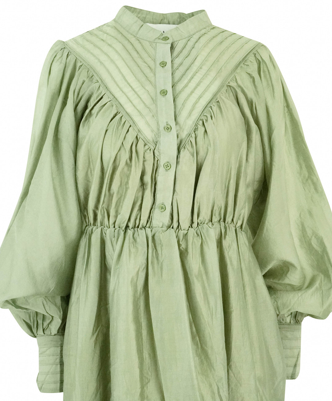 The Shirt Ruffled Dress in Pistachio - Discounts on The Shirt at UAL