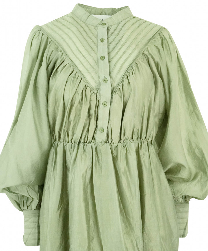 The Shirt Ruffled Dress in Pistachio - Discounts on The Shirt at UAL