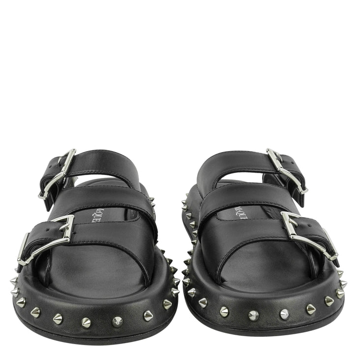 Alexander McQueen Buckle Leather Sandals in Black - Discounts on Alexander McQueen at UAL