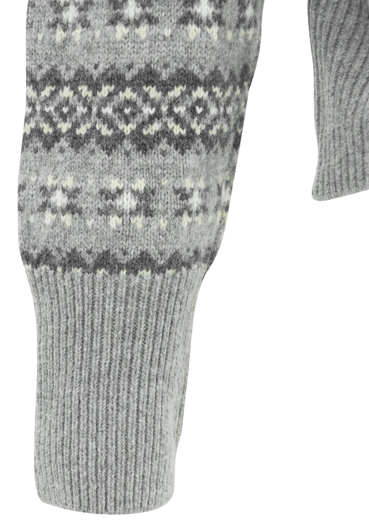 Faherty Highland Fair Isle Puff Sleeve Sweater in Grey Multi