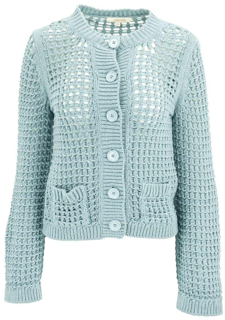 Dorothee Schumacher Sporty Crochet Cardigan in Light Blue - Discounts on Dorothee Schumacher at UAL