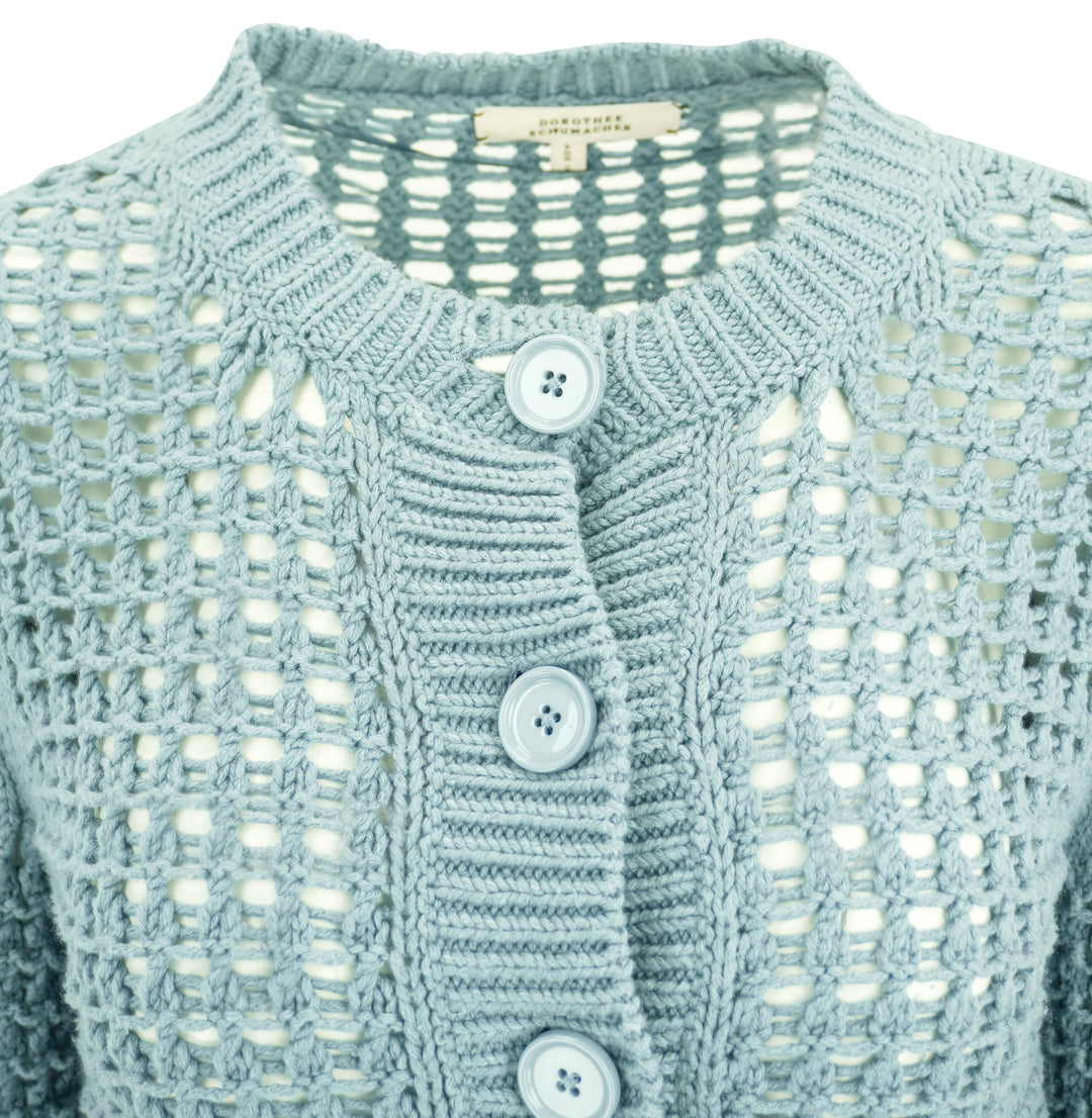 Dorothee Schumacher Sporty Crochet Cardigan in Light Blue - Discounts on Dorothee Schumacher at UAL