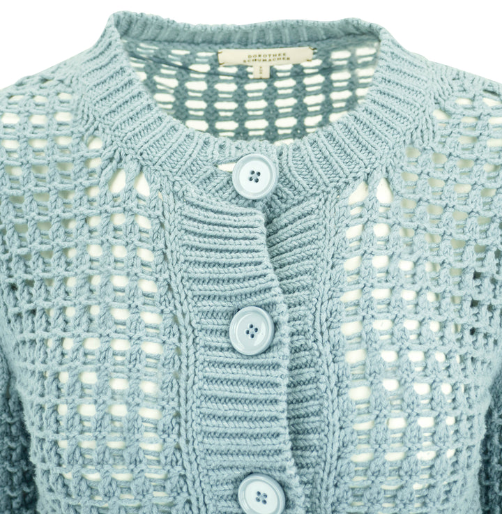 Dorothee Schumacher Sporty Crochet Cardigan in Light Blue - Discounts on Dorothee Schumacher at UAL