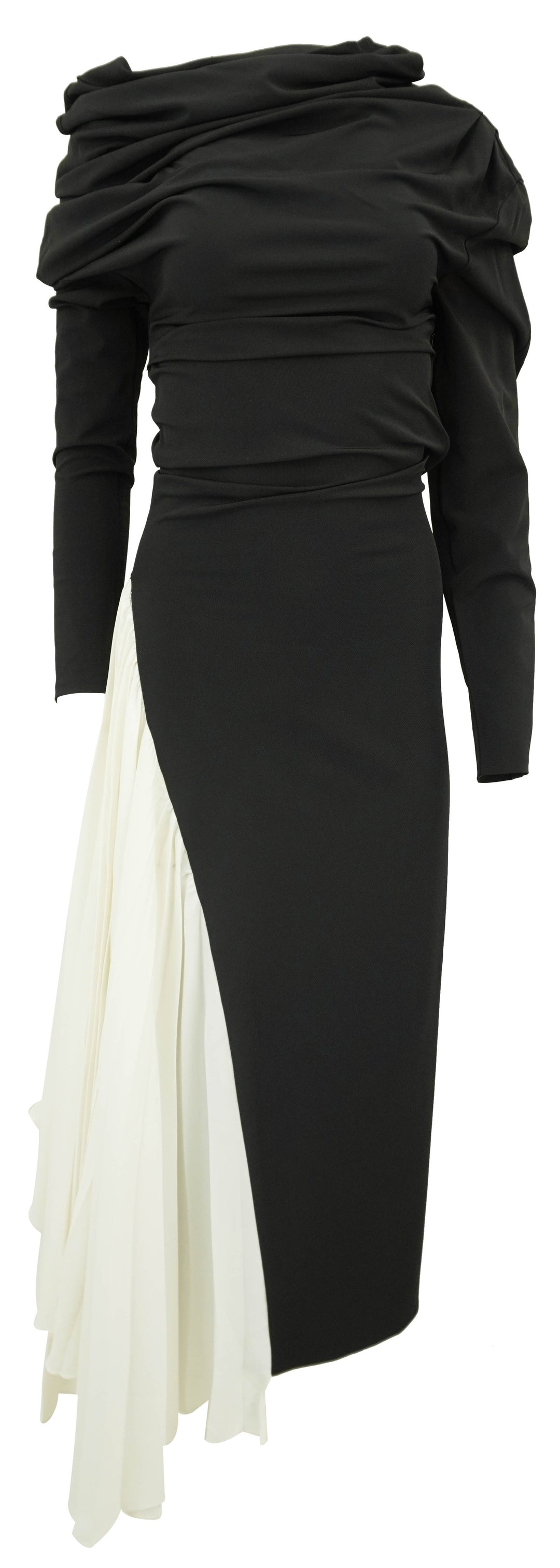 A.W.A.K.E. Mode Asymmetric Maxi Dress in Black and White - Discounts on A.W.A.K.E MODE at UAL