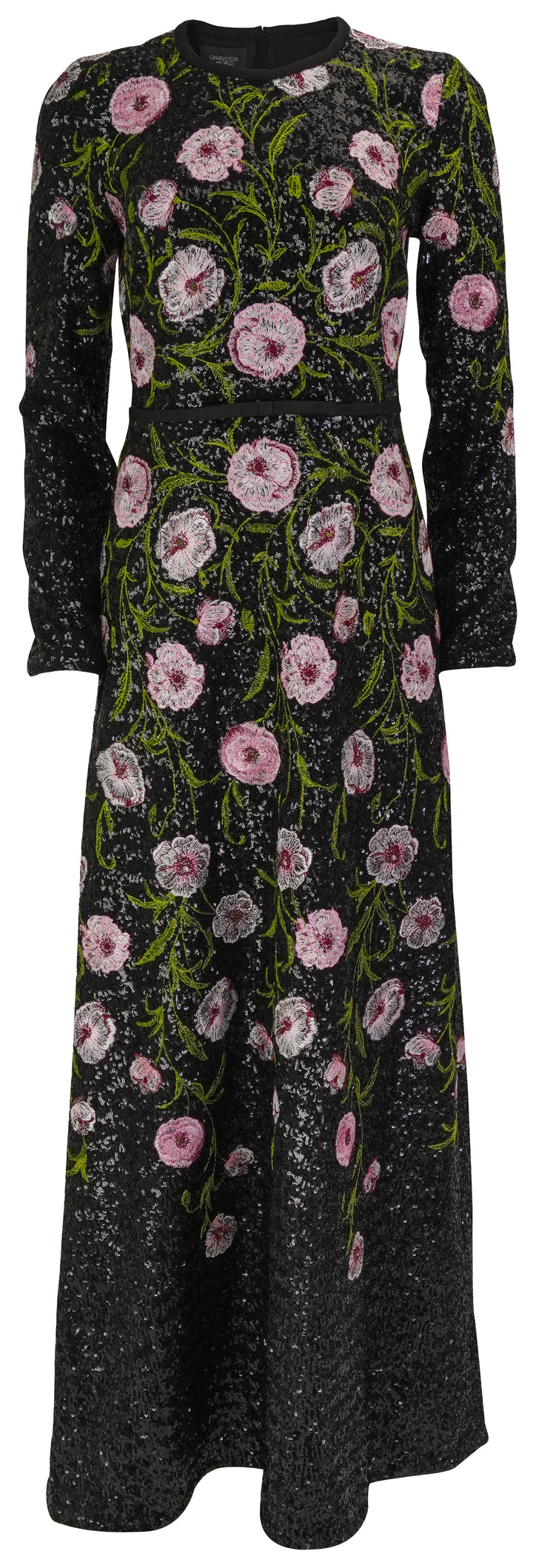 Giambattista Valli Poppy Embroidered Sequin Maxi Dress in Black