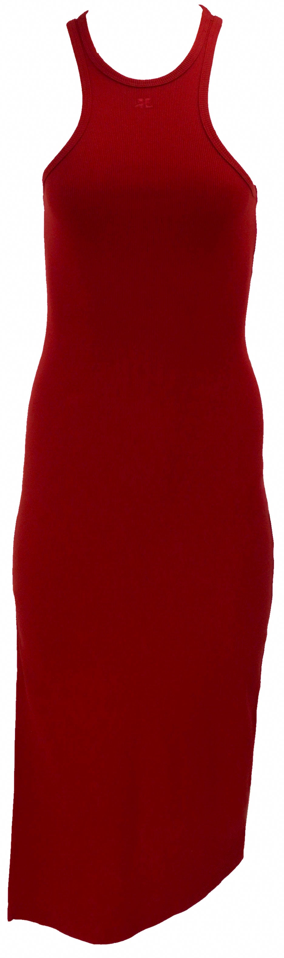 Courrèges Jersey Midi Dress in Deep Red - Discounts on Courrèges at UAL
