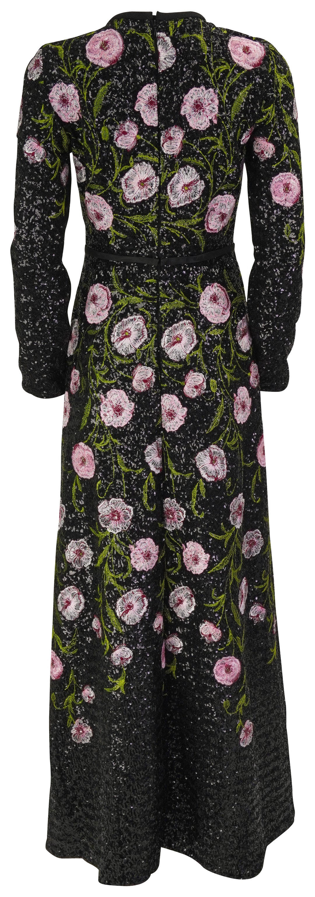 Giambattista Valli Poppy Embroidered Sequin Maxi Dress in Black