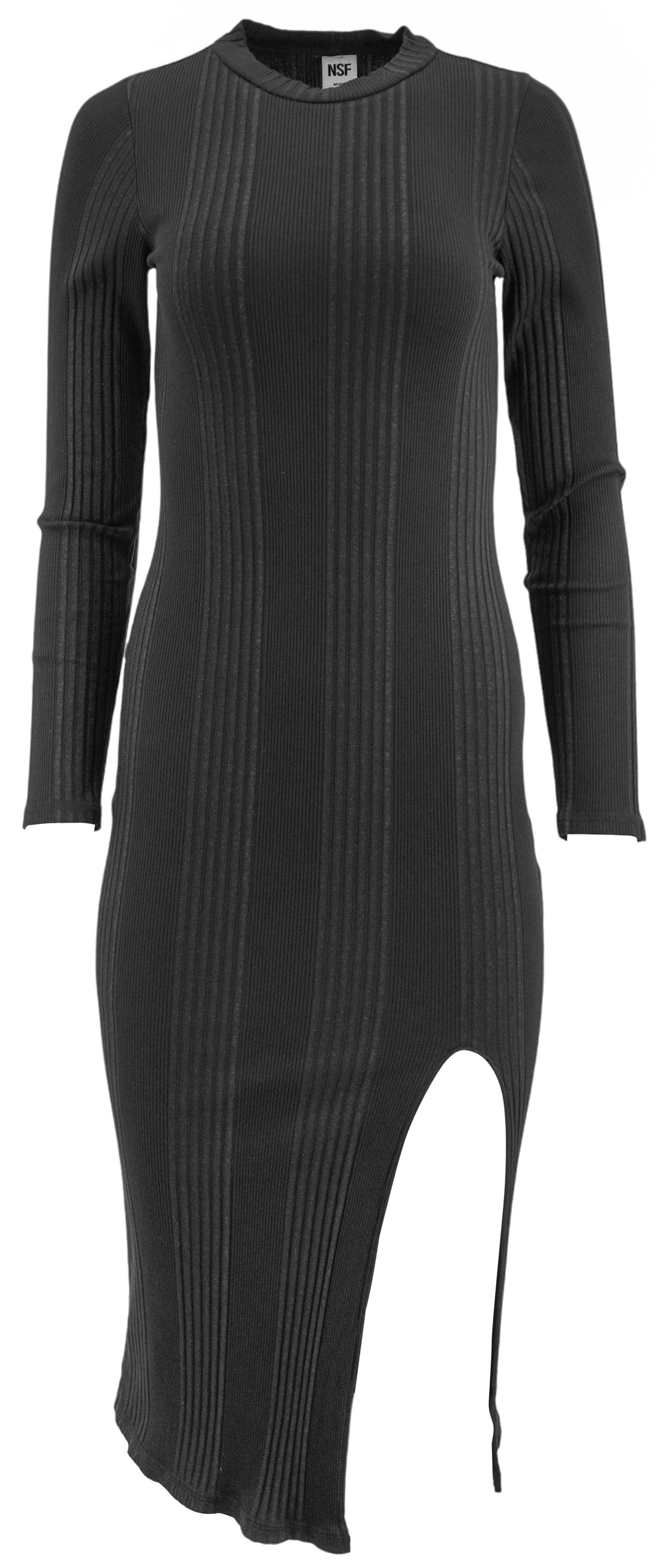 NSF Ribbed Knit Dress in Black - Discounts on NSF at UAL