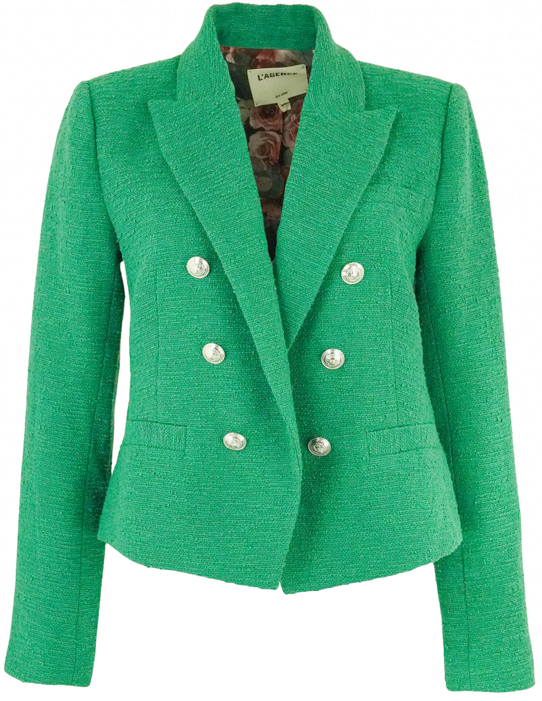 L'Agence Brooke Cropped Blazer in Eucalyptus Cloud - Discounts on L'Agence at UAL