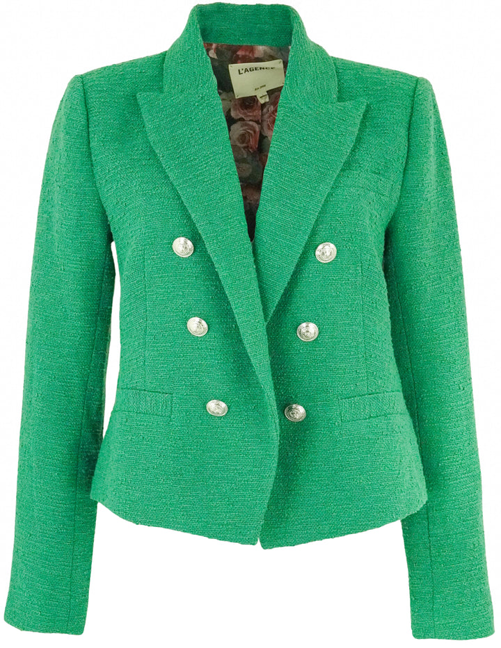 L'Agence Brooke Cropped Blazer in Eucalyptus Cloud - Discounts on L'Agence at UAL