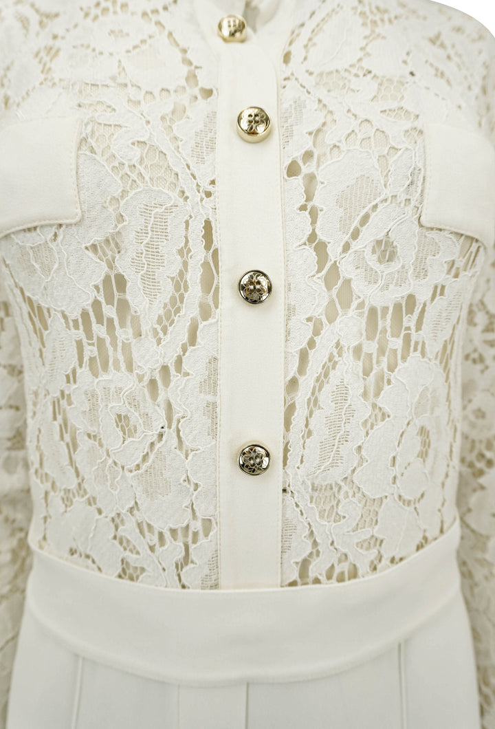 Elie Saab Lace Jumpsuit in Cream - Discounts on Elie Saab at UAL