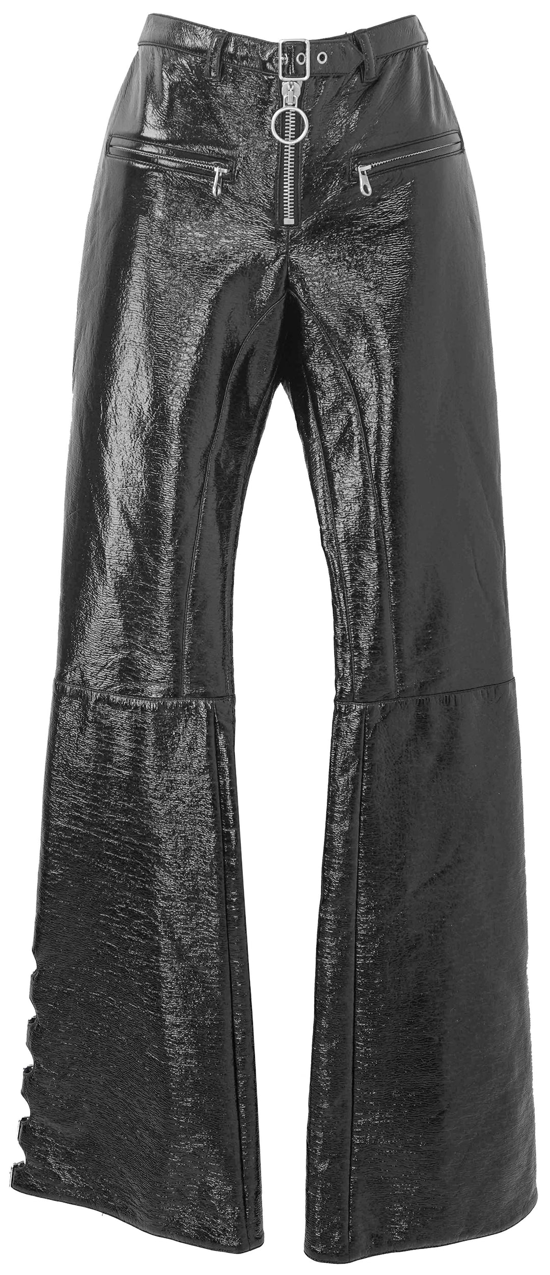 Courrèges Multi-Buckle Bootcut Pants in Black Vinyl