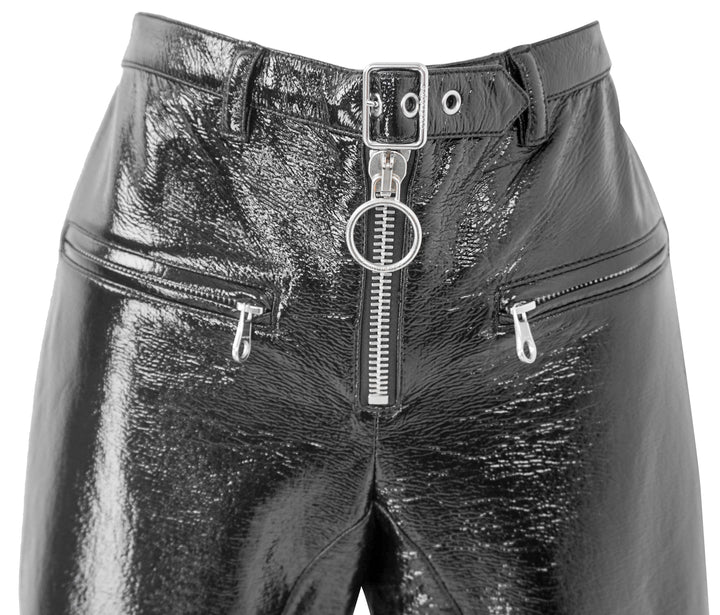 Courrèges Multi-Buckle Bootcut Pants in Black Vinyl