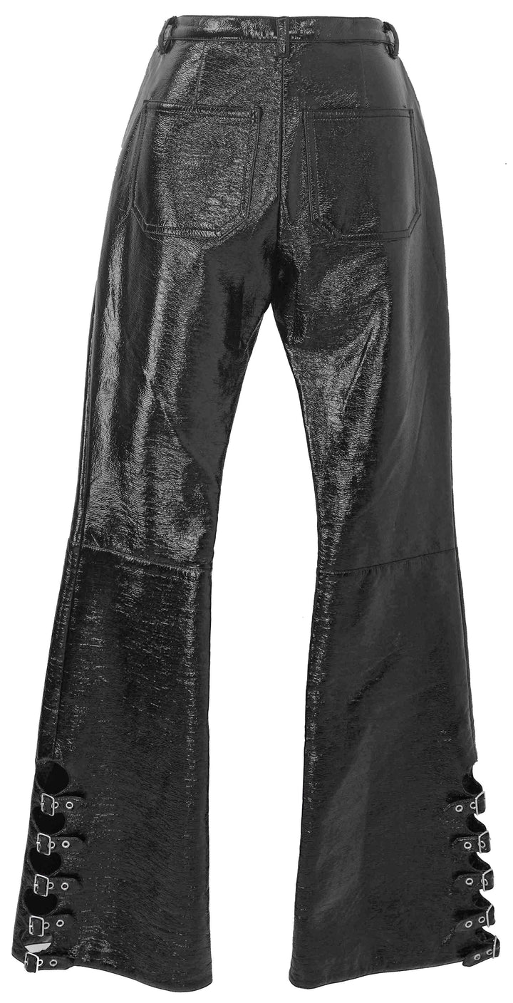 Courrèges Multi-Buckle Bootcut Pants in Black Vinyl