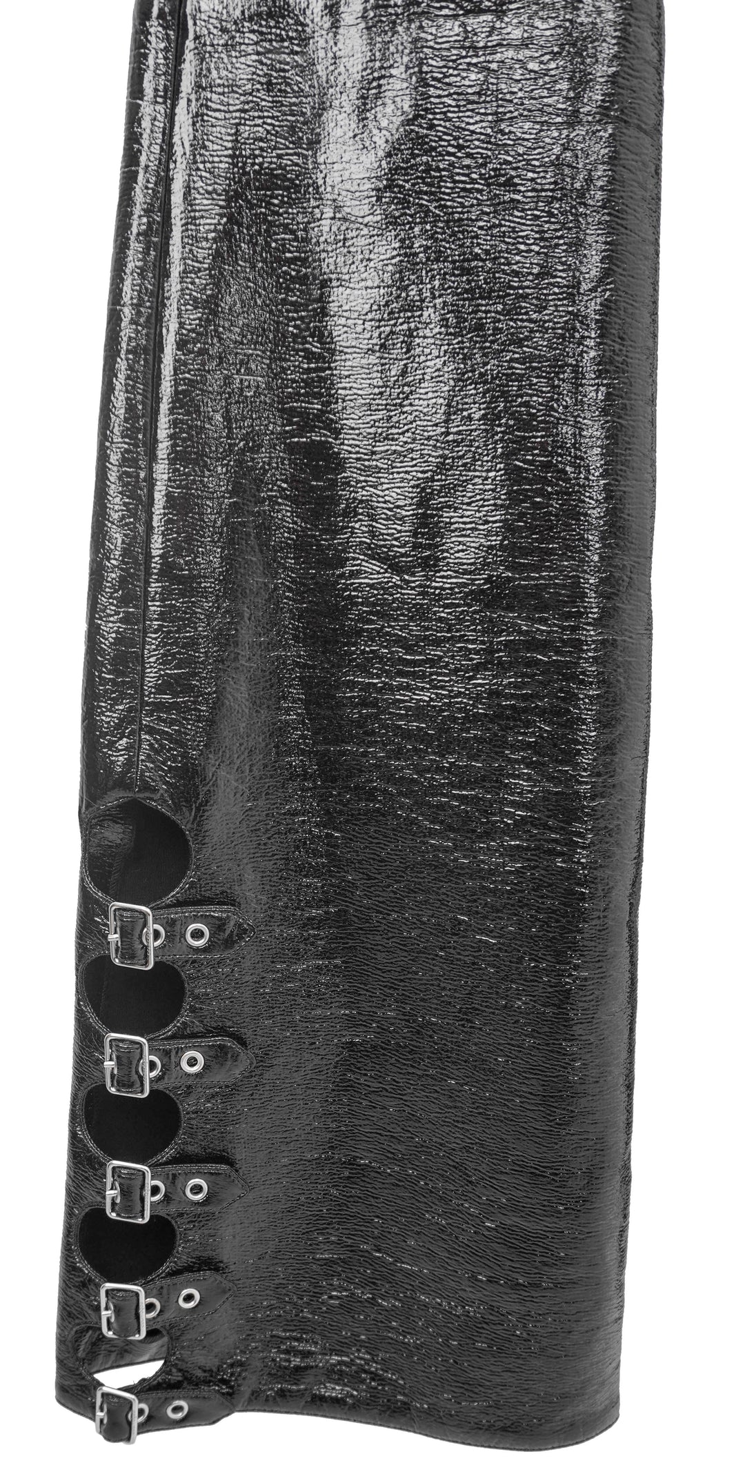 Courrèges Multi-Buckle Bootcut Pants in Black Vinyl