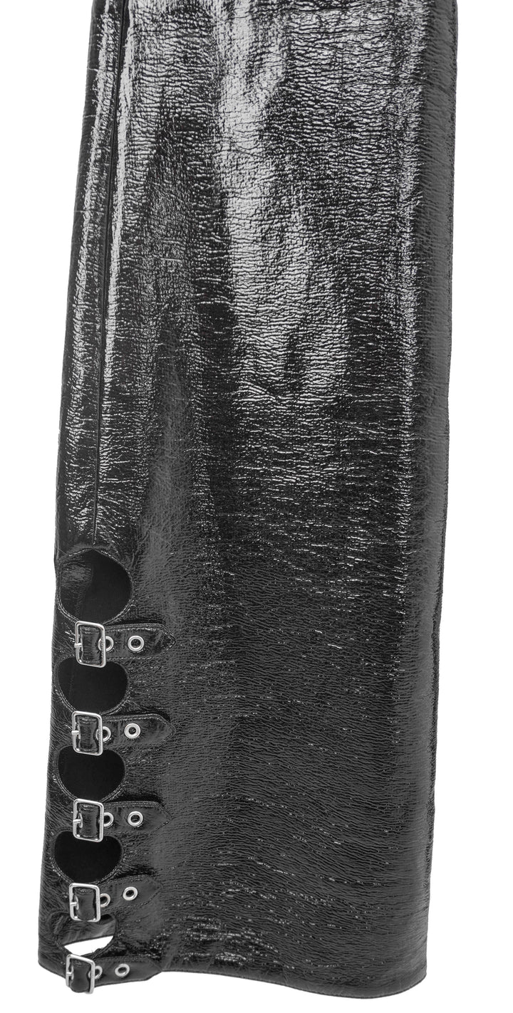 Courrèges Multi-Buckle Bootcut Pants in Black Vinyl